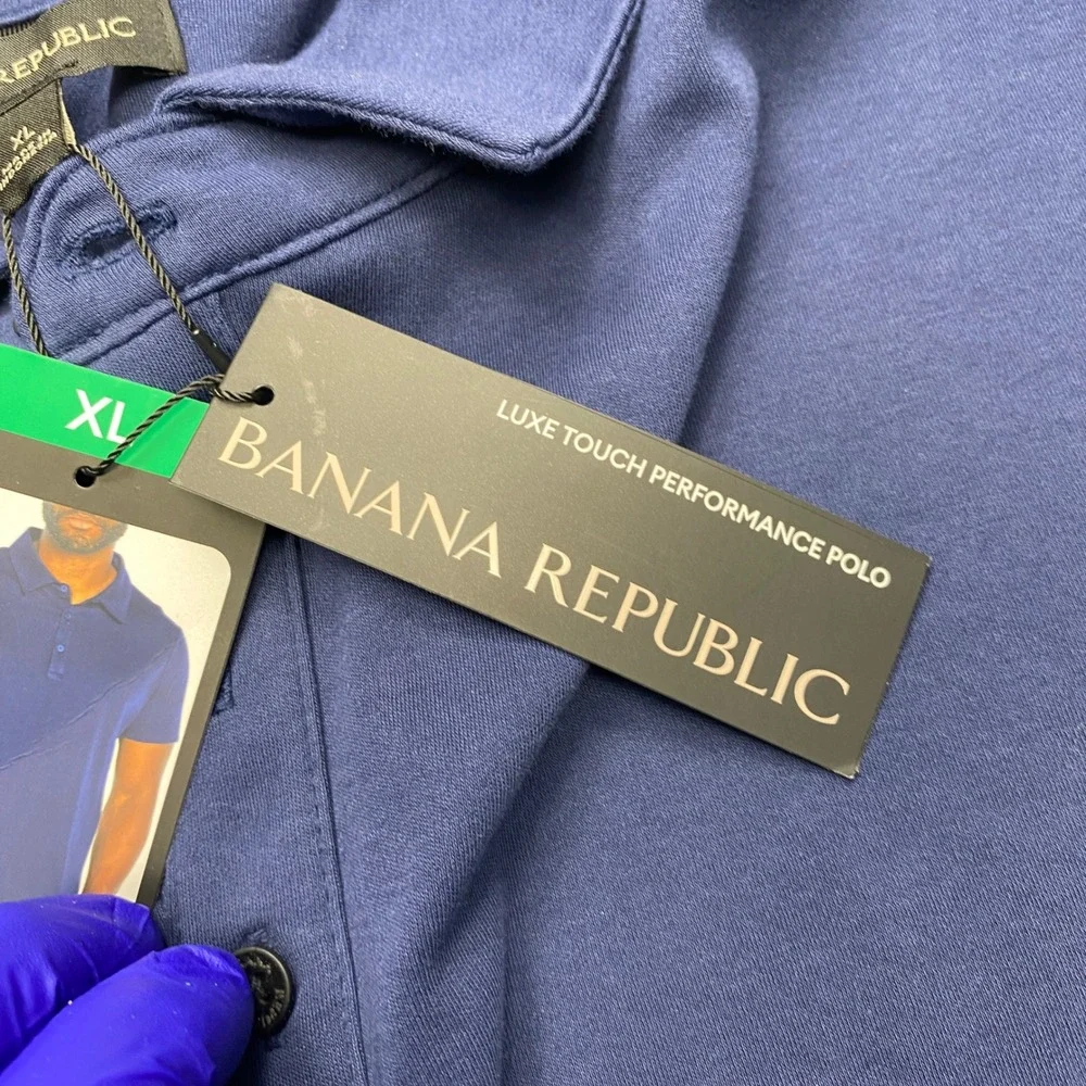 Banana Republic Polo Shirt Mens XL Navy Blue Luxe Touch Performance Casual
